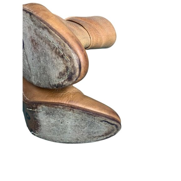 Rag & Bone Newbury booties size 9 tan grained leather 3.5’ block heel - Picture 8 of 9